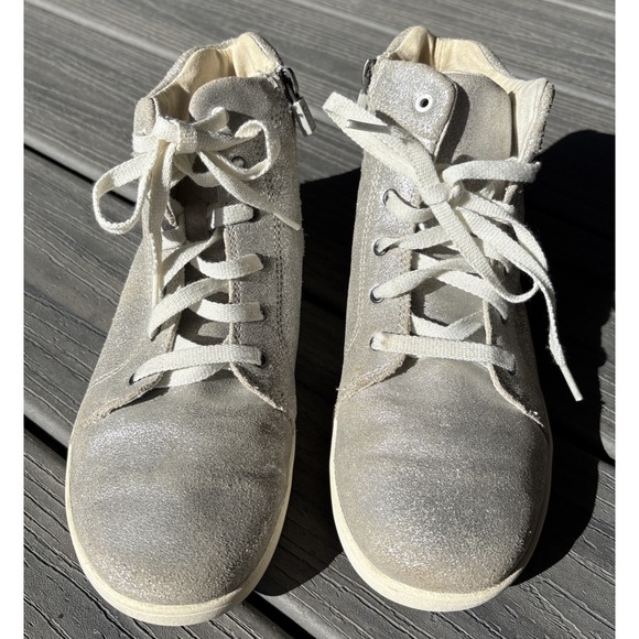UGG Shoes - UGG Size 5 Metallic Silver High Top Fashion Sneakers Zip Lace Up Women